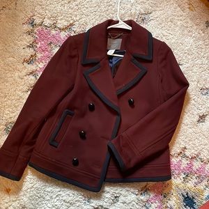 Burgundy and Navy Jcrew Peacoat